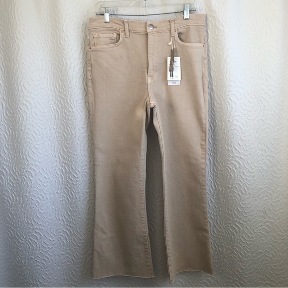 BNWT Mango Sienna Flare Cropped High Waisted Jeans in Light Beige Women's 10 - Picture 4 of 16